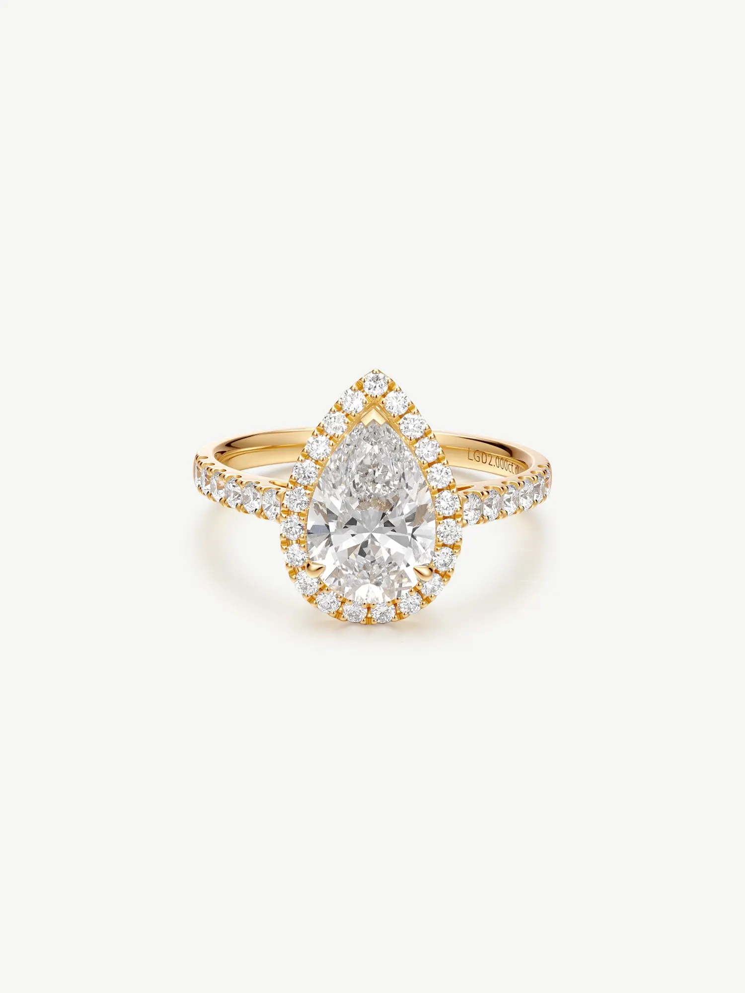 "Timeless Accord" IGI Certified 2 to 3 Carat Pear Cut Lab Grown Diamond Engagement Ring for Women Anniversary Promise Wedding Ring in 14K Solid Gold/PT950