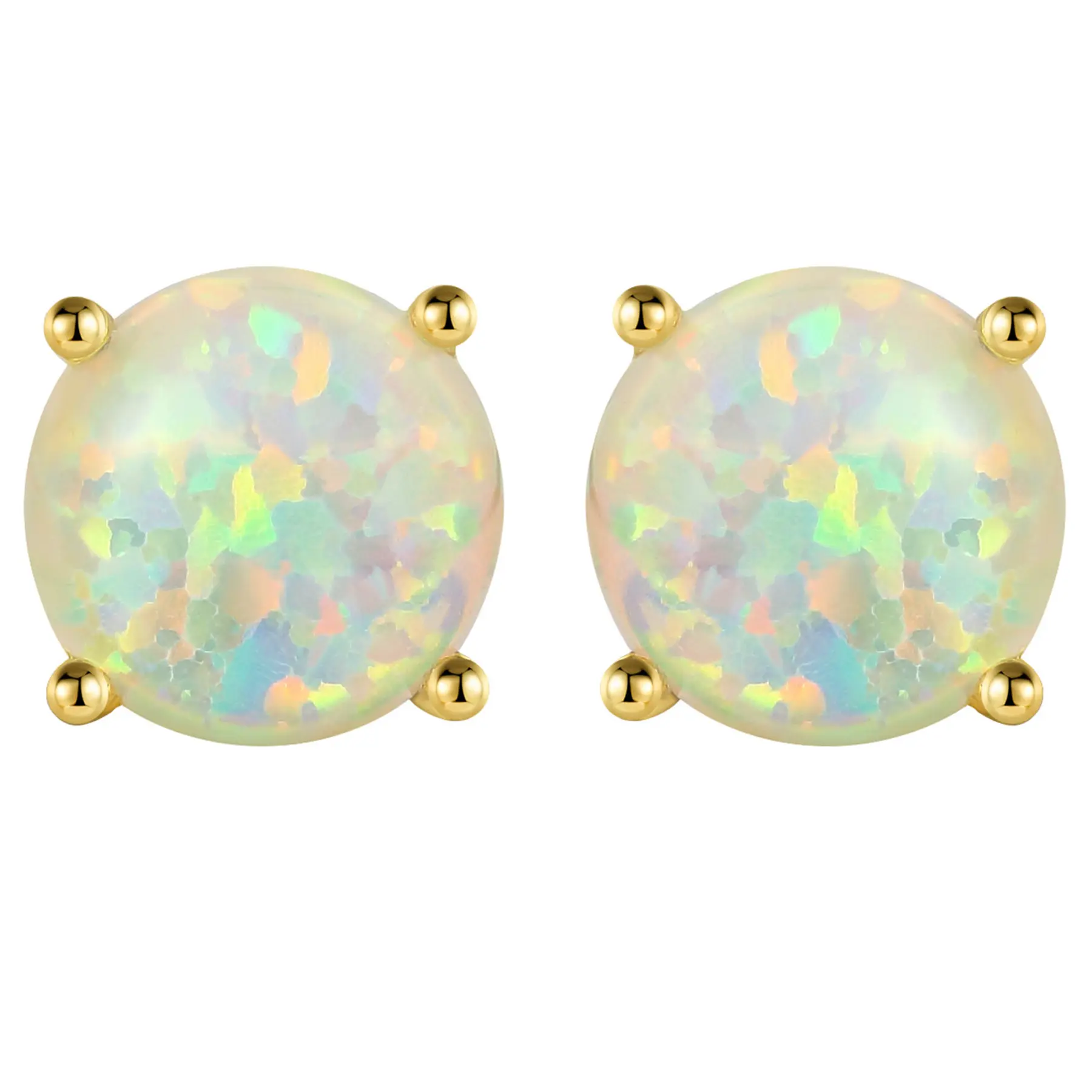 OIDEA Classic Round Stud Earrings with Opal Inlay, 3-8mm Brass Jewelry for Men and Women, Versatile Unisex Gift for Daily Wear