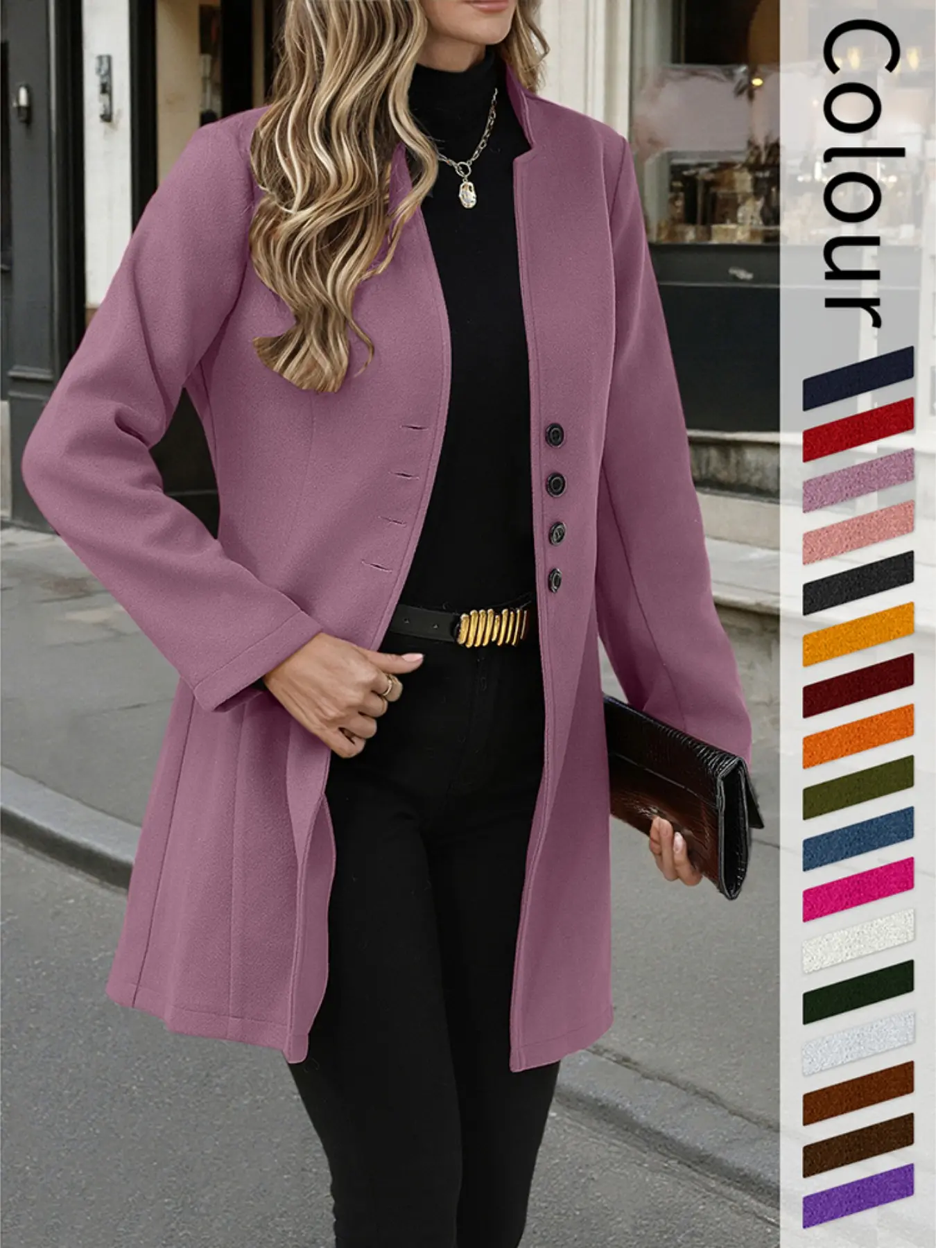 Women's Casual Woven Fleece Jacket, European Style Ladies Outerwear Coat, Warm Winter Clothing for Daily Wear & Outdoor Activities