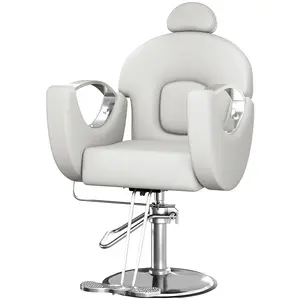 Professional Barber Chair with 360° Swivel & Hydraulic Lift - Adjustable Reclining Styling Seat for Salon, Barbershop and Home Use Light Grey Sliver