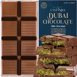 Eastanbul Dubai Milk Chocolate Bar with Pistachio & Kunafa, 7oz Premium Viral TikTok Chocolate, Middle Eastern Dessert with Crunchy Phyllo Dough Bonbon Creamy