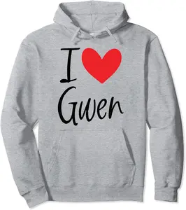 I Love Gwen Name Personalized Girl Woman BFF Friend Heart Pullover Hoodie - 44B0B7NVRF3N
