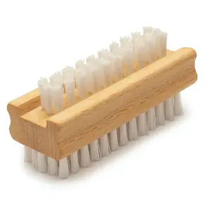 Non-Slip Wooden Two-sided Hand and Nail Brush with Bechwood Handle for Nail Cleaning and Scrubbing Heavy Duty Stiff Bristle for Travel and Manicure