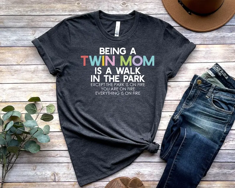Twin Mom Shirt, Funny Mother of Twins T-shirt, Mother's Day Gift, Twin Family Tshirt Unisex Jersey Short Sleeve Tee