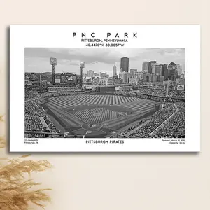 Pnc Park Stadium Black And White, Pittsburgh Baseball Stadium Wall Art, Poster Print Wall Art - No Frame, Man Cave Gift