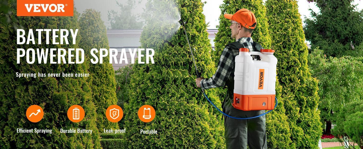 VEVOR Battery Powered Backpack Sprayer with Cart, 0-94 PSI Adjustable Pressure, 4 Gallon Tank on Wheels, with 8 Nozzles and 2 Wands, 12V 7.2Ah Battery, Wide Mouth Lid for Weeding, Spraying, Cleaning VEVOR Battery Powered Backpack Sprayer with Cart, 0-94 PSI Adjustable Pressure, 4 Gallon Tank on Wheels, with 8 Nozzles and 2 Wands, 12V 7.2Ah Battery, Wide Mouth Lid for Weeding, Spraying, Cleaning