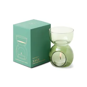Sage Green Glass - Essential Oil Burner & Tea Light Candle