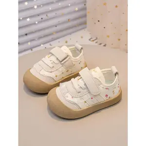 2026 new fashion floral toddler walking shoes, lace-decorated hook-and-loop strap and double-layer lace design, anti-collision soft-soled non-slip children's sneakers, soft-soled shoes