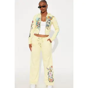 Ed Hardy Enchanted Butterfly Wide Leg Pant - Butter Yellow A