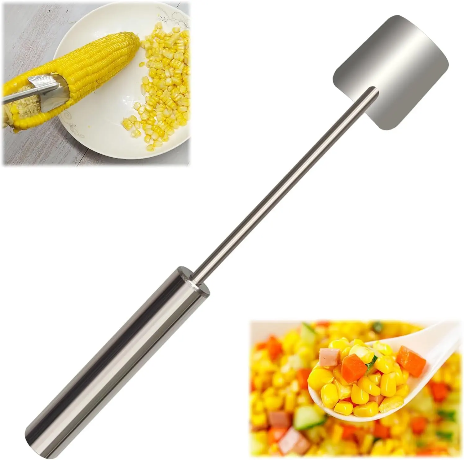 Corn Cob Stripper, 2026 NEW long-handled stainless steel corn stripper, corn cob remover, fast and safe, suitable for home kitchens, restaurant chefs, and outdoor dining enthusiasts