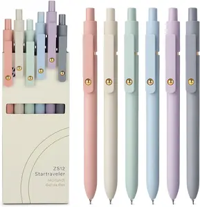 FIOVER Gel Pens, 6Pcs 0.7Mm Fine Point Black Ink, Quick Dry Smooth Writing Pens for Journaling, Nurse Aesthetic Cute Office School Supplies, Gifts for Women and Men (6Pcs Morandi-Black Ink)