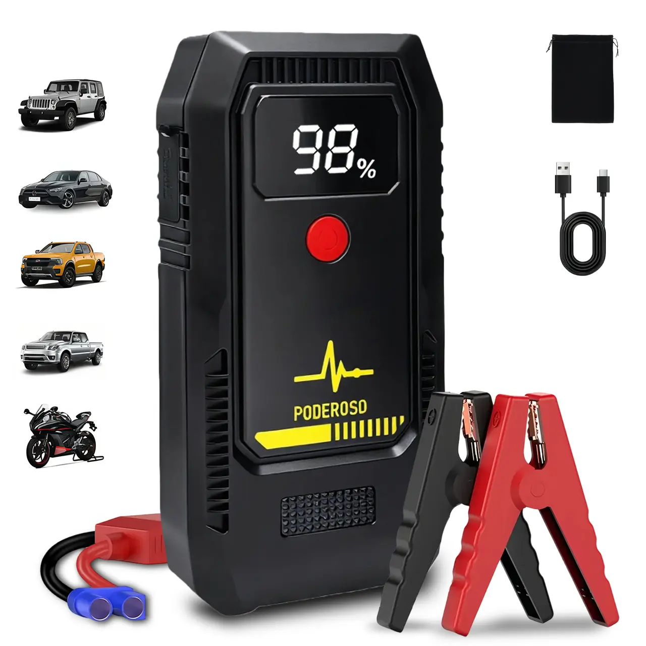 Portable Car Jump Starter, 12V Car Starter, T704,USB Mobile Charging,Lighting,Lightweight&Easy to Use,Essential