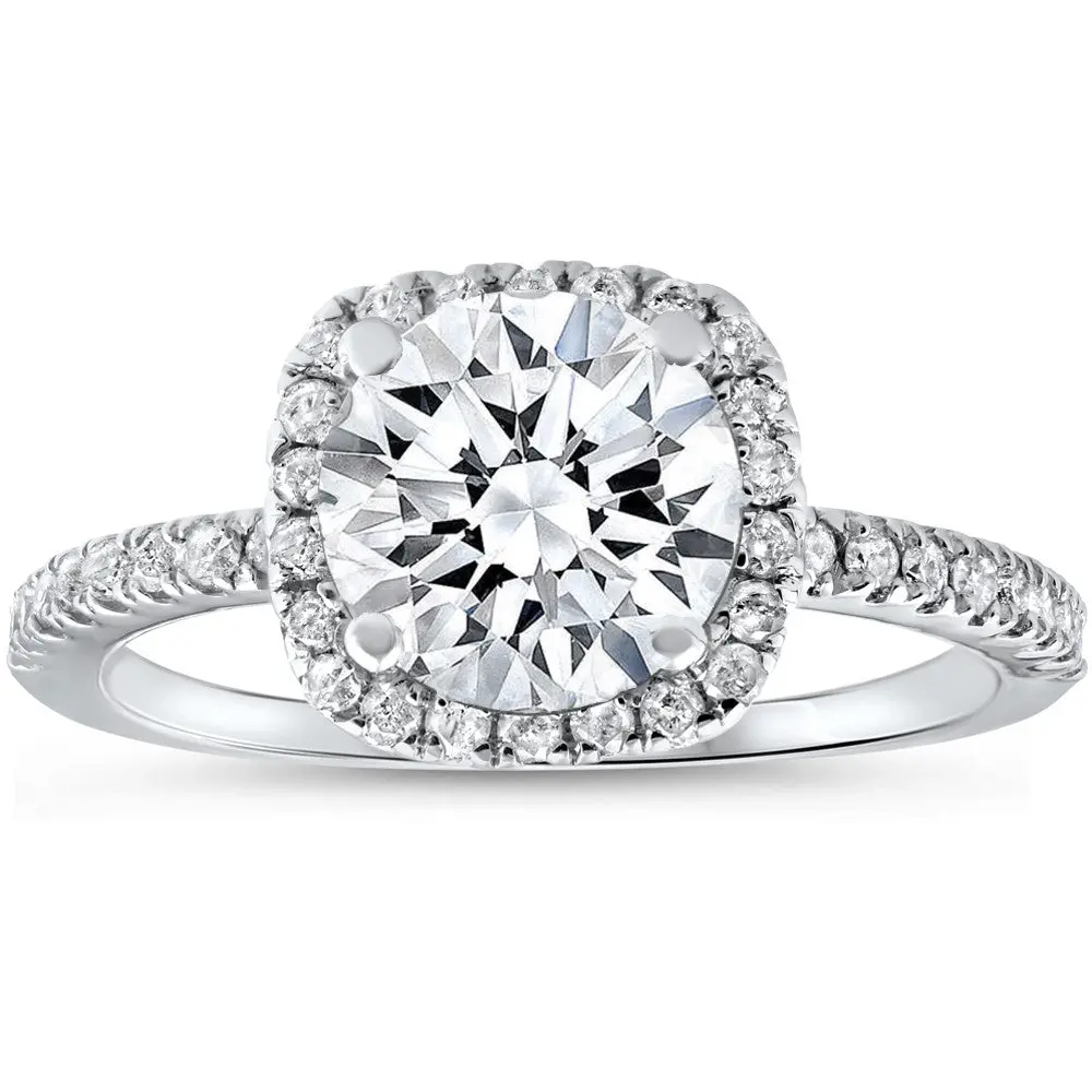 Platinum 1 ct Diamond Engagement Ring Cushion Halo Ring Lab Grown Platinum 1 ct Diamond Engagement Ring Cushion Halo Ring Lab Grown