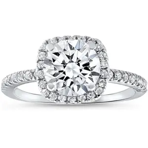 Platinum 1 ct Diamond Engagement Ring Cushion Halo Ring Lab Grown