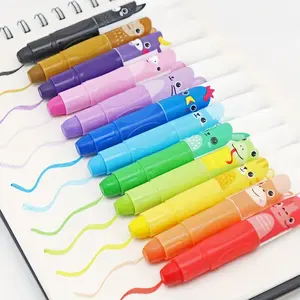 Cute Jumbo Crayons, 12pcs 12 Colors Non Toxic Twistable Crayons with Clear Bag, Washable Silky Crayons for Coloring Painting School Home Office
