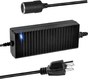 110V to 12V Converter, 15A 180W Ac to Dc Adapter, 12 Volt Cigarette Lighter Adapter to Wall Plug for Car Refrigerator, Tire Inflator, Vacuum Cleaner, Iceless Cooler, Air Pump (Upgraded)