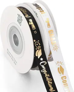 Class of 2026 Graduation Ribbon (3/8 in, 2 Rolls × 10 yd, Total 20 yd) for Gift Wrapping, DIY Crafts, Festive Decorations