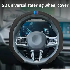 Nappa Leather Steering Wheel Cover Ultra Thin Breathable Sweat Free Stylish Anti Slip Design 5D Universal Fit Easy Install Summer Essential
