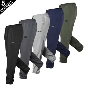 5-piece men's casual pants solid color regular version adjustable drawstring waist elastic waistband composite fabric with 5 versatile colors suitable for daily leisure and training