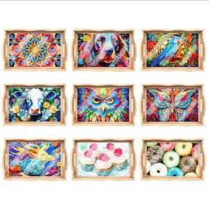 Diamond Art Food Tray Plates Serving Thick Collection