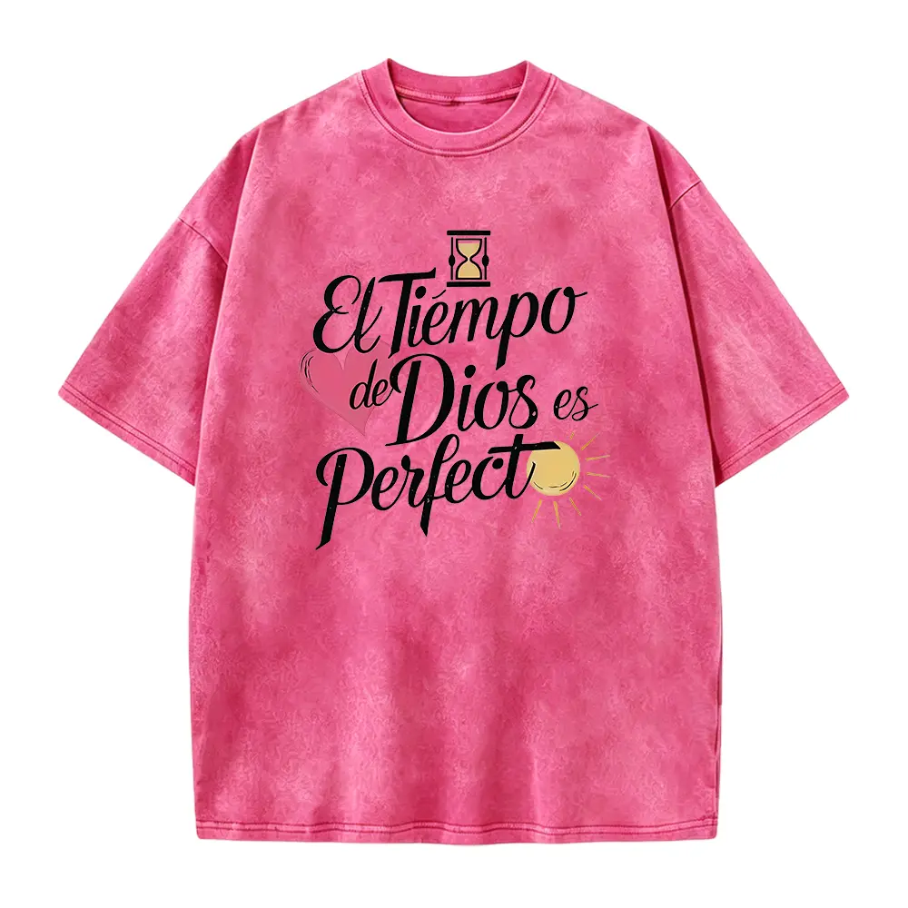 Summer t Shirts Women'S Casual T-Shirt with Inspirational Spanish Quote "El Tiempo de Dios es Perfecto" - Round Neck, Short Sleeve, Breathable & Comfortable for Spring/Summer