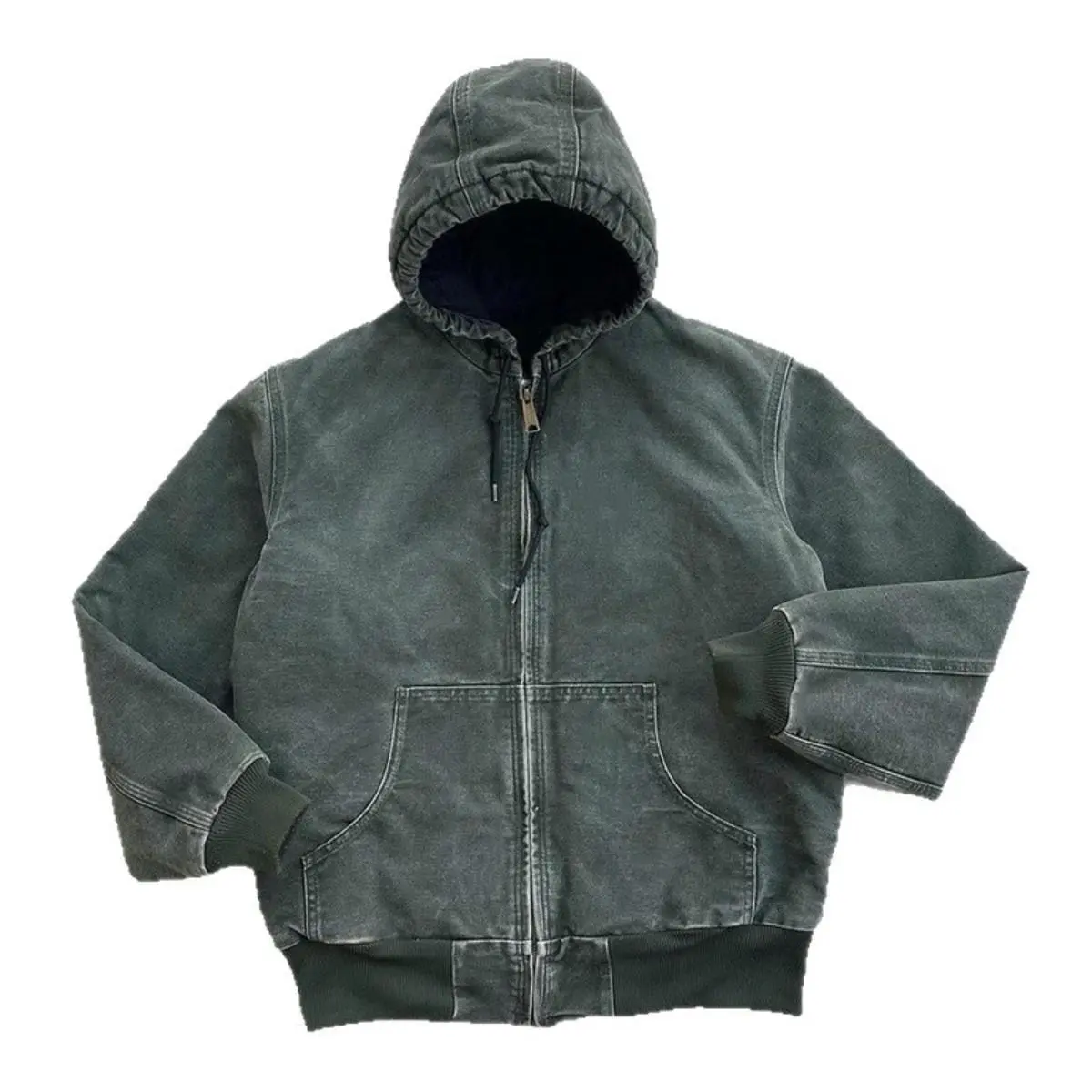 Men's Casual Hooded Jacket with Graphic Print - Loose Fit Cotton Blend Long Sleeve Zip-Up Top with Pockets for Youth Sportswear, Fashion