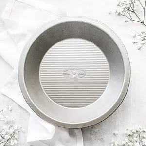 USA Pan Bakeware Aluminized Steel Commercial Pie Pan, Set of 2, Silver