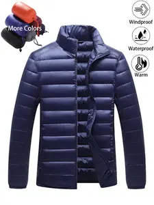 Men's Casual Fashion Waterproof Windproof Lightweight Warm Down Jacket Versatile, Durable, Wrinkle-Resistant Outdoor Sports Top Suitable for Daily Commuting, Wilderness Exploration, Hiking and Fishing Outfits Coats