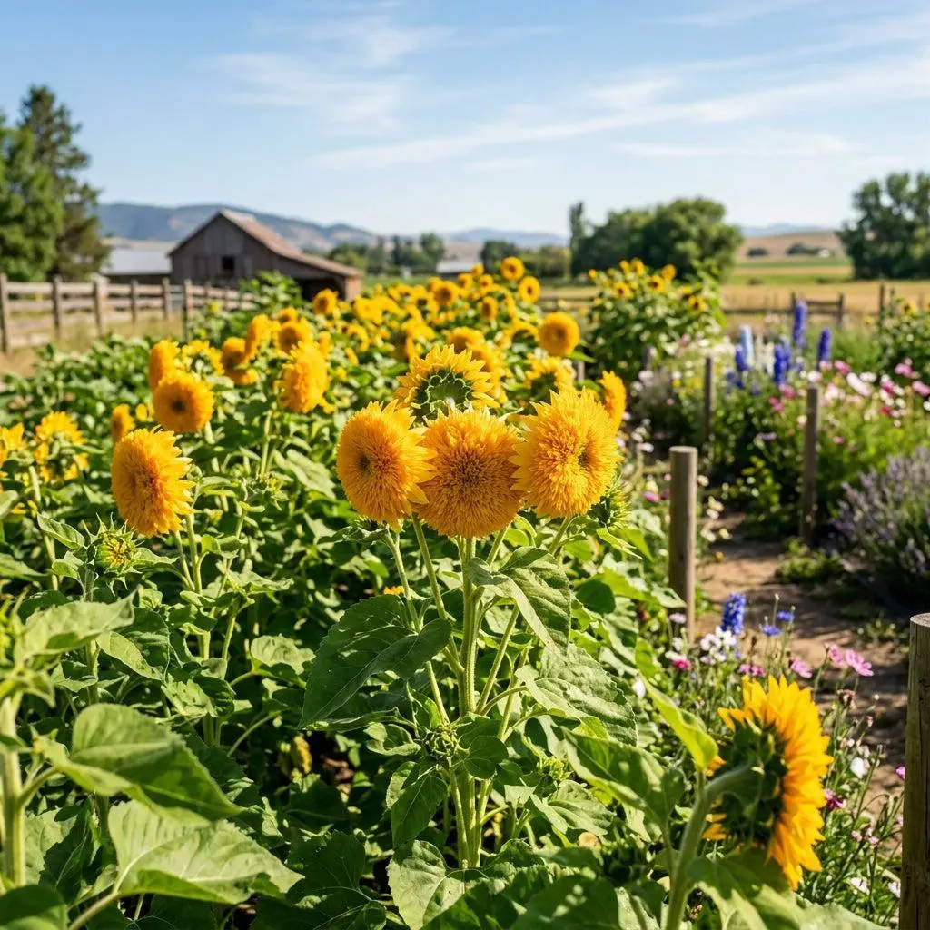 100 Teddy Bear Sunflower Seeds for Planting - Fluffy Double Blooms & Dwarf Golden Sunflowers - Perfect for Containers