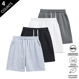 4-pack men’s summer loose shorts with belt and tie design, suitable for outdoor leisure travel, everyday wear, fitness running, and versatile summer wear