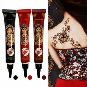 3-Piece Large Capacity Henna Tattoo Cream Set, Natural Plant-Based, Waterproof, Hypoallergenic, Ideal for Parties and Events