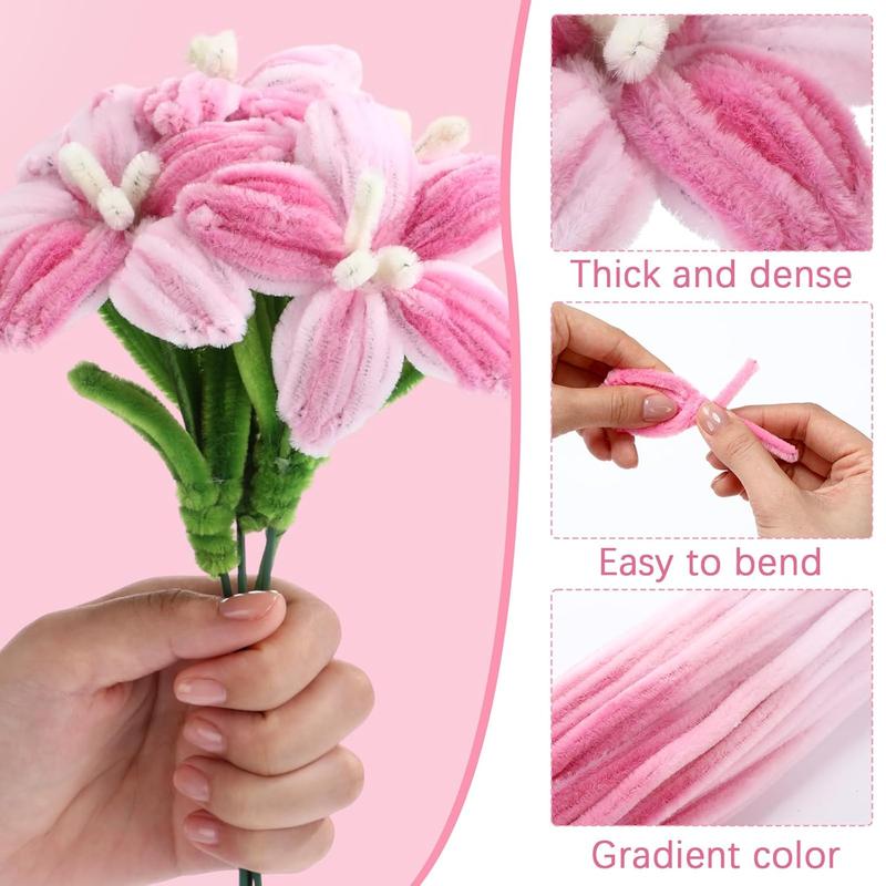 700 count Pastel Pipe Cleaners Gradient Chenille Stems 12 Inch Bulk Pipe Cleaner Flower Assorted Fuzzy Sticks for Creative School Project DIY Classroom Decor(Pink Theme)