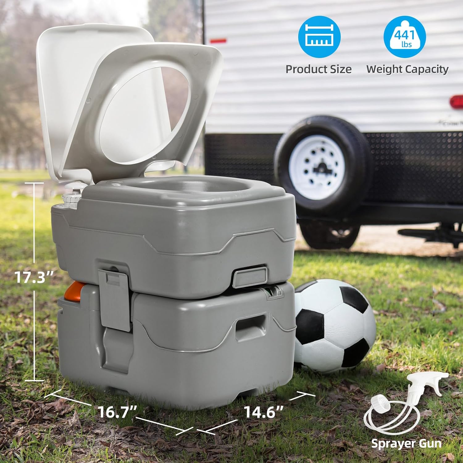 YITAMOTOR Portable Toilet Camping Porta Potty 5.8 Gallon with Hand Sprayer and Carry Bag Leak-Proof Indoor Outdoor Toilet with Level Indicator Handle Pump Rotating Spout for RV Boat and Trips YITAMOTOR Portable Toilet Camping Porta Potty 5.8 Gallon with Hand Sprayer and Carry Bag Leak-Proof Indoor Outdoor Toilet with Level Indicator Handle Pump Rotating Spout for RV Boat and Trips