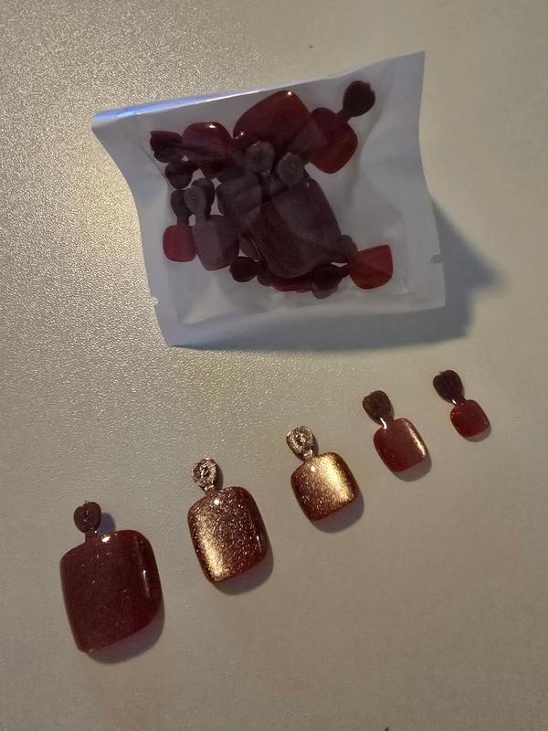 Glitter CatEyes Toe Nails Short Square Shape Pearlescent 8 Colors Non-Custom Press-ons with Prep Kit Green Burgundy Champaign Pink Grey Silver Black Purple Light Cream Pink