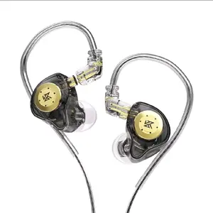 ​KZ EDX Pro X Dynamic Drive HiFi Earphones Bass Headphone Sport Music Noise Cancelling Headset 0.75mm 2PIN Detachable Cable Wired In-Ear Monitor IEM for Gaming Studio Recording Gym Running Compatible with iPhone Android PC - Crystal Black Transparent