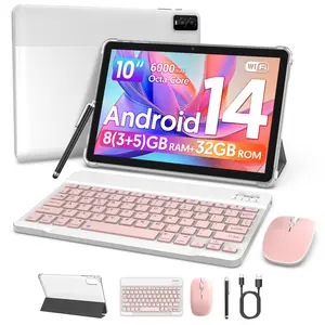 Android 14 Tablet, 10 Inch 8(3+5)GB RAM+32GB ROM/ 1TB Expandable Tableta PC, Octa-core Processor Computer, 1280 * 800 IPS Touch Screen, 2+2MP Dual Camera, WiFi, Tablet with Optional Keyboard, Mouse, Case, Stylus Without Electricity, Christmas gifts