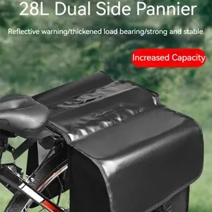 Bicycle Rear Rack Bag, 28L Large Capacity Waterproof Bike Saddle Bag, Durable with Reflective Strips, Ideal for Shopping Commuting Cycling