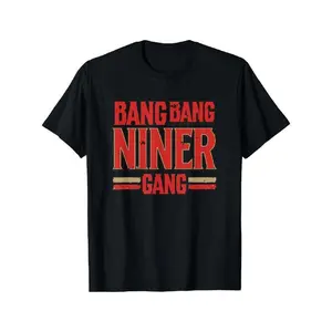 Bang Bang Niner Gang Graphic Tee - Cotton Short Sleeve Crewneck Classic T-Shirt for Men - Soft Breathable Fabric - Unisex Fit - Perfect for Gifts