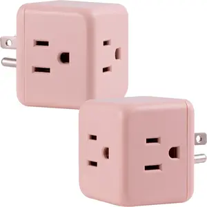 Cordinate 3-Outlet Surge Protector, blush cube, 2 pack