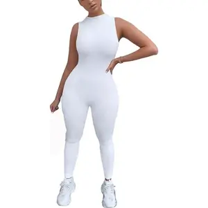 Women's One Piece Jumpsuit Zip Up Sexy Sleeveless Onesies Rompers Playsuit Party Clubwear