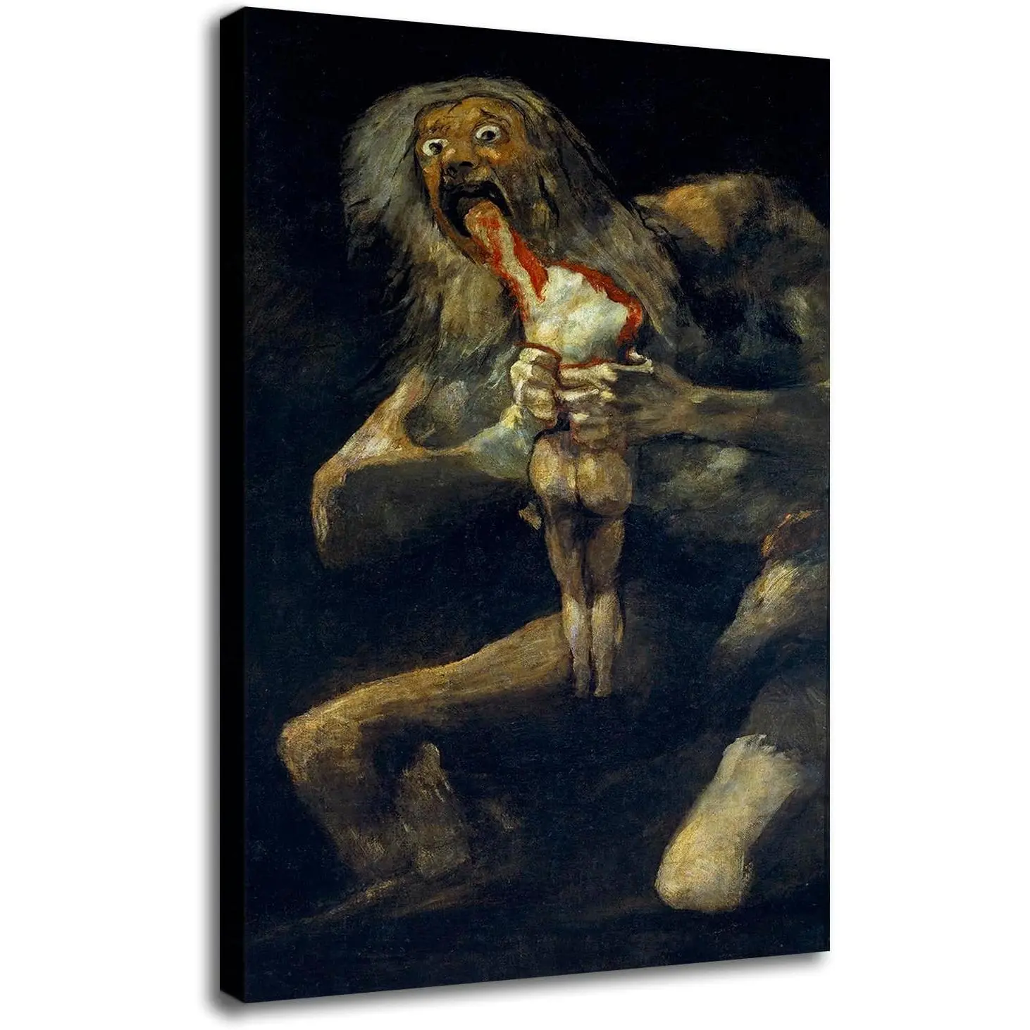 Goya's Saturn Devouring His Son 1823 Canvas Art Print - 16x24in Unframed Abstract Artwork, Decorative Wall Decor for Home Office Living Room Posters & Prints
