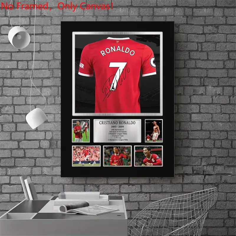 1 piece/set frameless canvas painting print poster, Photo Canvas Painting, Classic Football player art, Cristiano Ronaldo Jersey, a gift for football loves, wall decoration, room decor, Artwork, Art Prints, Pictures Wall Decor