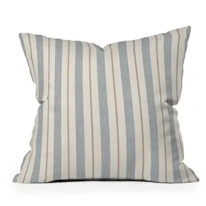 18" x 18" Little Arrow Design Co. Ivy Stripes Outdoor Throw Pillow Cream/Blue -