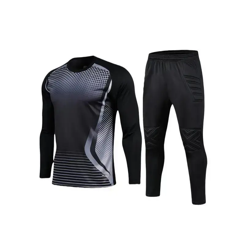 2-Piece Soccer Goalkeeper Shirt with Foam Elbow Pads, Colorful Geometric Breathable Quick-Dry Long Sleeve T-Shirt + Training Running Sports Pants Set 2-Piece Soccer Goalkeeper Shirt with Foam Elbow Pads, Colorful Geometric Breathable Quick-Dry Long Sleeve T-Shirt + Training Running Sports Pants Set
