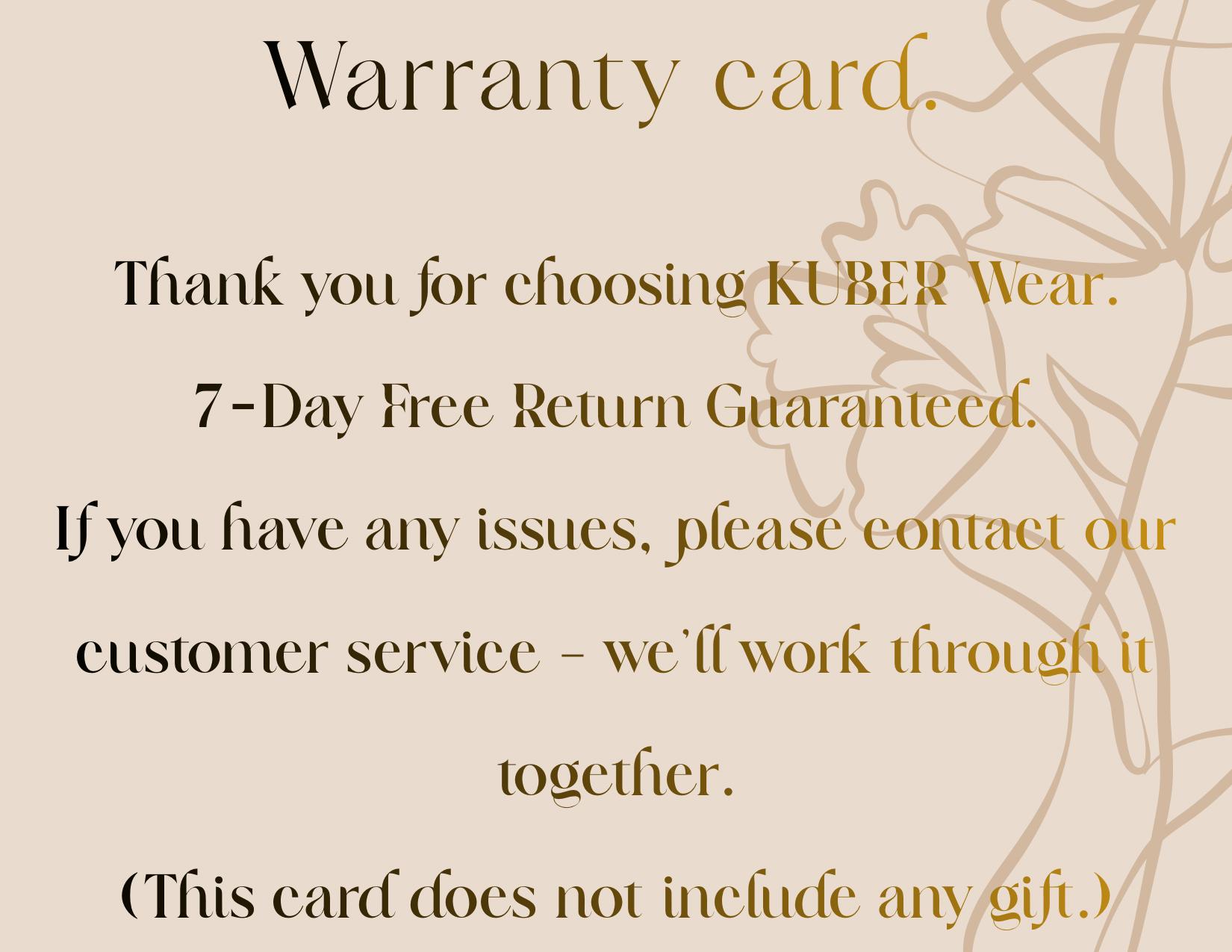 KUBER Wear, Apparel After-Sales Assurance