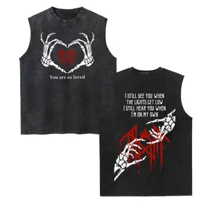 Menswear Sleeveless Crewneck Vest - Sleep Token Retro Band Print, Unisex Cotton Vintage Washed, Classic Drape, Regular Fit, Casual Daily Wear, Ideal Boyfriend Gift