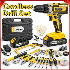 12V/21V Cordless Electric Impact Drill, 45Nm Torque Power Drill Driver, 2 Speed Keyless Chuck, LED Work Light, Battery Charger & 24PCS Accessories Included