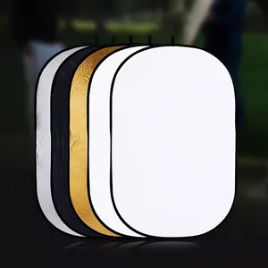 5-in-1 Professional Photography Reflector Board, Foldable Large Oval Portable Lighting Mirror, Suitable for Studio Video Use, 60x90cm & 90x120cm (23.6x35.4inch)&(35.4x47.2inch), Photography Equipment
