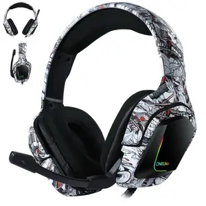 Gaming Headset for PS4 PC Xbox One PS5 Controller, Noise Cancelling Over Ear Headphones with Mic, LED Light, Bass Surround, Soft Memory Earmuffs