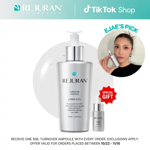 REJURAN Turnover Ampoule, c-PDRN - Anti-Aging Face Serum for Firmness, Radiance, and Youthful Skin. Larger Size for Extended Use (1.69 fl oz), Korean Skin Care.
